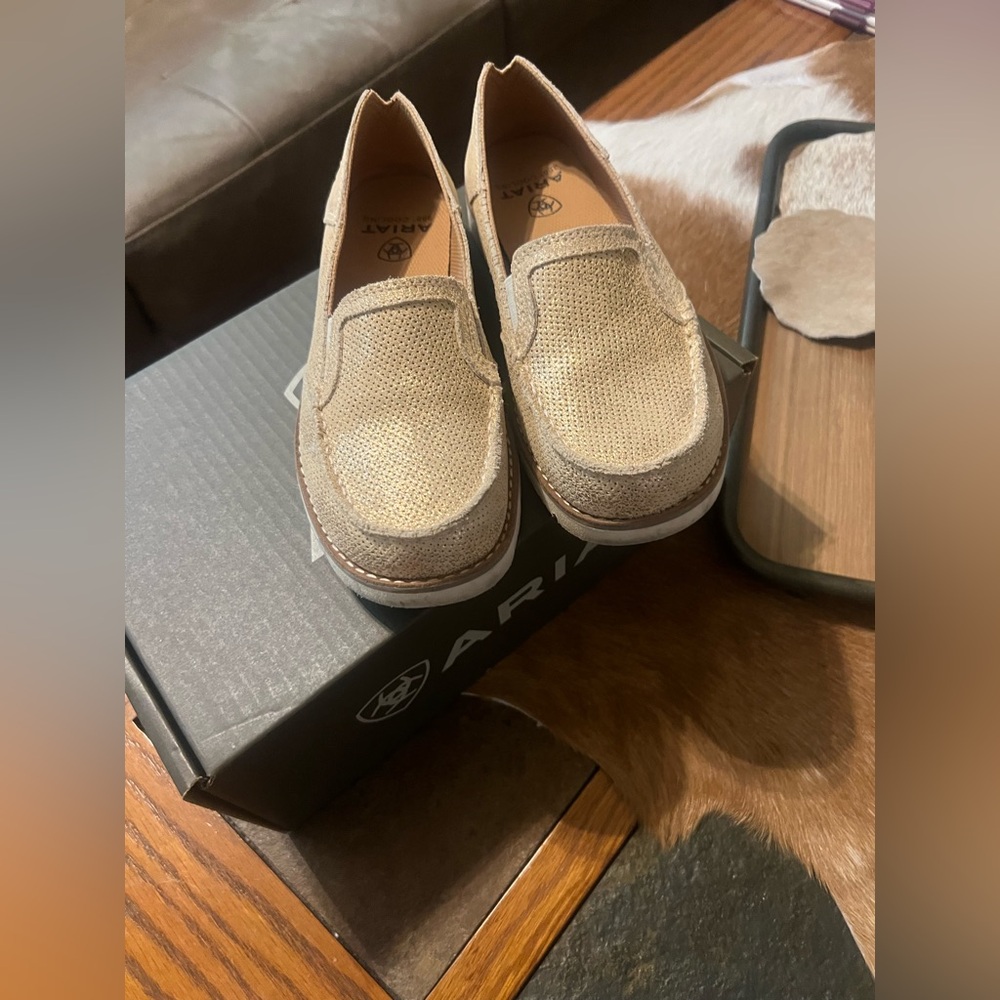 Ariat Women’s Textured Gold Slip-On Loafers